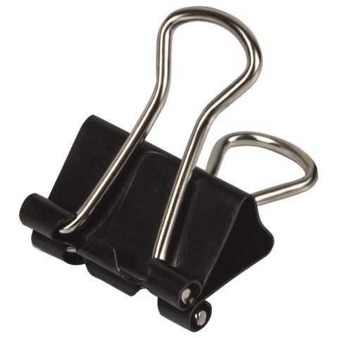 Зажимы для бумаг 15мм на 45л (12шт) черные в картонной коробке Brauberg 1/12