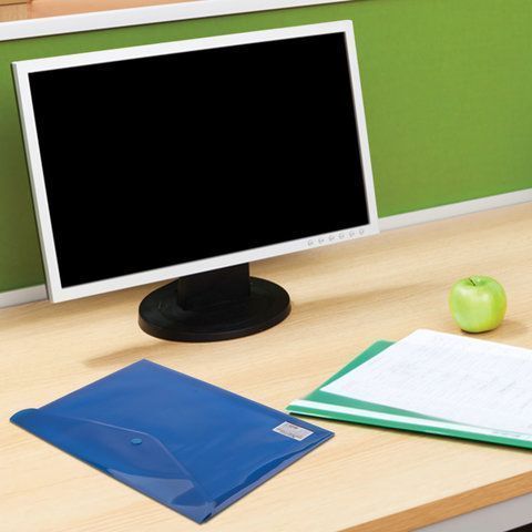 Папка-конверт с кнопкой А4 BRAUBERG непрозрачная синяя до 100л 0,18мм 1/10/480