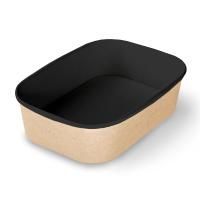 Контейнер бумажный 860мл 190х135х51мм крафт вн черн ламин OSQ CASE BOWL 860 (крышка 469866)  45/360 