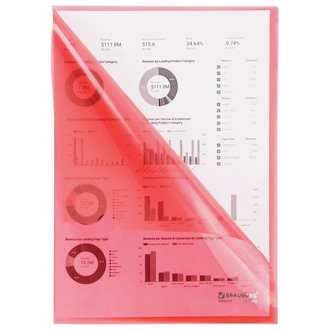 Папка-уголок А4 прозр. красная 0,15мм BRAUBERG 1/15 Папка-уголок А4 прозр. красная 0,15мм BRAUBERG 1/15