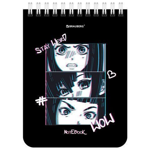 Блокнот 40л А6 108х145мм клетка гребень BRAUBERG Anime Emotions 1/6/96