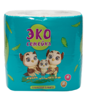 Туалетная бумага быт  Набережные Челны ЕВРО 2сл Эко-Семейка, втулка (4 шт) 1/12