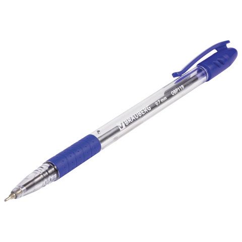 Ручка шариковая масляная синяя 0,7мм линия 0,35мм корпус прозр, BRAUBERG Glass 1/12/1200 Ручка шариковая масляная синяя 0,7мм линия 0,35мм корпус прозр, BRAUBERG Glass 1/12/1200