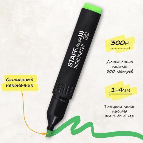 Текстмаркеры НАБОР 4шт 1-4мм ассорти STAFF STICK 1/48/288