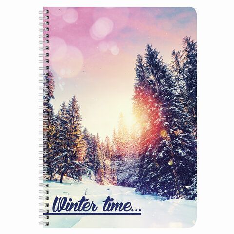 Тетрадь А4 96л. BRAUBERG гребень, клетка, обложка картон, 4 СЕЗОНА, 403071