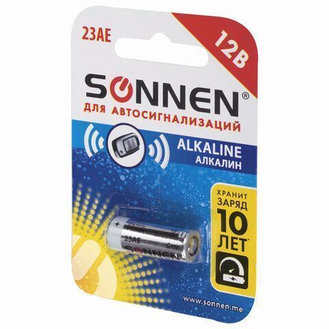 Батарейка SONNEN Alkaline, 23А (MN21), алкалиновая, для сигнализаций 1шт в блистере 1/10/20 (клиент) Батарейка SONNEN Alkaline, 23А (MN21), алкалиновая, для сигнализаций 1шт в блистере 1/10/20 (клиент)