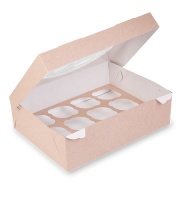 Коробка для капкейков/маффинов с окном 330х250х100мм на 12шт картон OSQ MUF 12 25/100 Коробка для капкейков/маффинов с окном 330х250х100мм на 12шт картон OSQ MUF 12 25/100