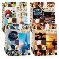 Пакет подарочный бумажный (18х22,7х10) Микс №1 муж 1/360