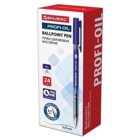 Ручка шариковая масляная синяя 0,7мм линия 0,35мм Profi-Oil BRAUBERG 1/24