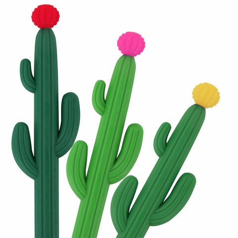 Ручка фигурная шариковая мягкий силиконовый корпус, ассорти, СИНЯЯ, 0,7мм ЮНЛАНДИЯ Кактус 1/12