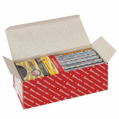 Карандаш ч/гр HB ассорти, дисплей Hologram BRAUBERG PREMIUM TURKEY 1/72/1728