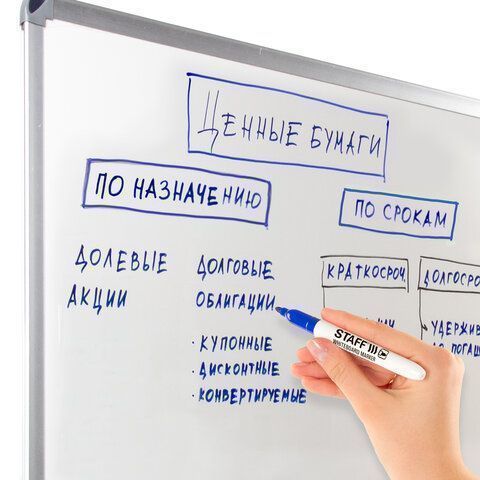 Маркер для доски синий 2,5мм тонкий корпус круглый наконечник STAFF 1/12