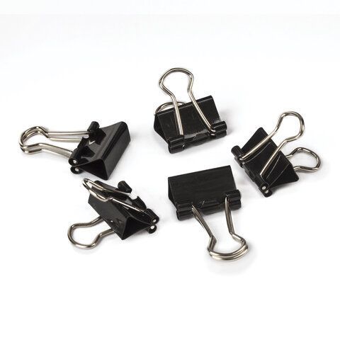 Зажимы для бумаг 15мм на 45л (12шт) черные в картонной коробке Staff 1/12/360 Зажимы для бумаг 15мм на 45л (12шт) черные в картонной коробке Staff 1/12/360