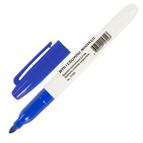 Маркер для доски синий 2,5мм тонкий корпус круглый наконечник STAFF 1/12 Маркер для доски синий 2,5мм тонкий корпус круглый наконечник STAFF 1/12