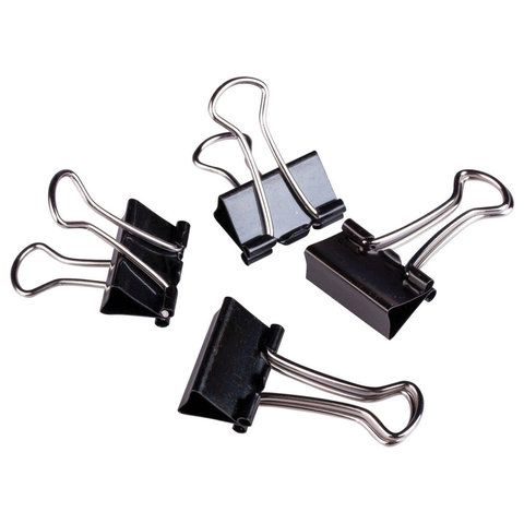 Зажимы для бумаг 32мм на 140л (12шт) черные в картонной коробке Staff 1/12/240