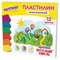Пластилин 12цв 240г классический стек ЮНЛАНДИЯ ВЕСЁЛЫЙ ШМЕЛЬ 1/16