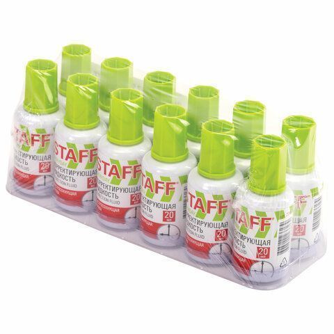 Корректирующая жидкость штрих 20мл флакон с кисточкой быстросохнущая STAFF EVERYDAY  1/12/576 (Клиен Корректирующая жидкость штрих 20мл флакон с кисточкой быстросохнущая STAFF EVERYDAY  1/12/576 (Клиен
