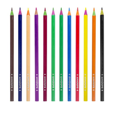 Карандаши цветные 12цв пластиковые заточенные трехгранный корпус ЮНЛАНДИЯ КАРНАВАЛ 1/12