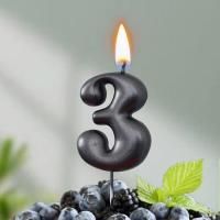 Свеча для торта Мокрый асфальт Цифра 3 1/30