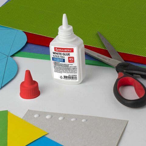 Клей ПВА 45г бумага, картон, дерево BRAUBERG 1/10/80
