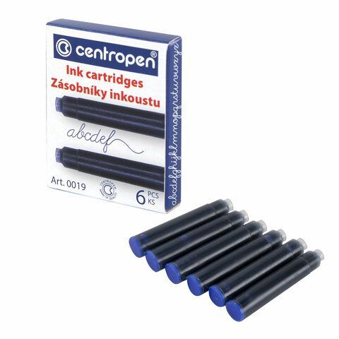 Картриджи чернильные СИНИЕ CENTROPEN, КОМПЛЕКТ 6 шт., 0019/6 Картриджи чернильные СИНИЕ CENTROPEN, КОМПЛЕКТ 6 шт., 0019/6