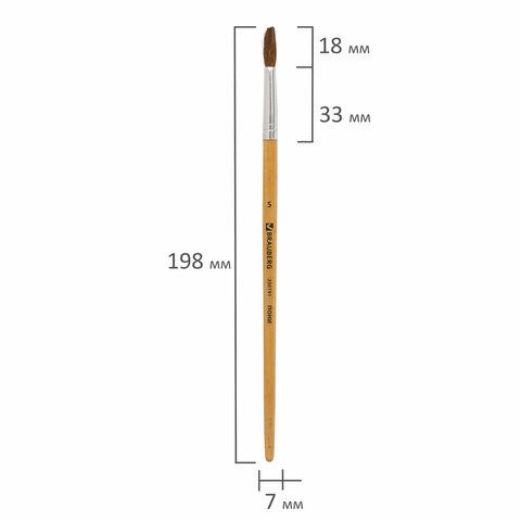 Кисть пони круглая №5 BRAUBERG 1/30/1800 Кисть пони круглая №5 BRAUBERG 1/30/1800