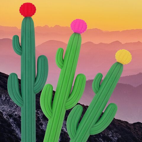 Ручка фигурная шариковая мягкий силиконовый корпус, ассорти, СИНЯЯ, 0,7мм ЮНЛАНДИЯ Кактус 1/12