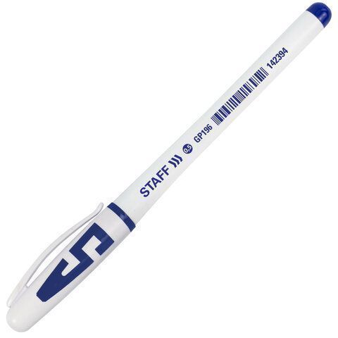Ручка гелевая синяя 0,5мм резиновый держатель бел.копус STAFF Manager GP-197 1/12/1440 Ручка гелевая синяя 0,5мм резиновый держатель бел.копус STAFF Manager GP-197 1/12/1440