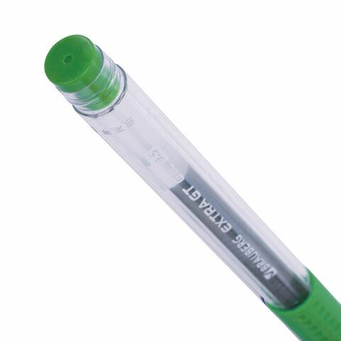 Ручка гелевая зеленая 0,5мм с грипом Brauberg Extra 1/12