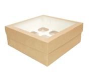 Коробка для капкейков/маффинов с окном 250х250х100мм на 9шт картон ECO MUF 9 DoECO 25/100