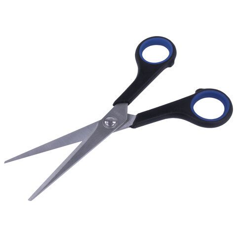 Ножницы 165мм метал черно-синие вставки европодвес Soft Grip Brauberg 1/12 Ножницы 165мм метал черно-синие вставки европодвес Soft Grip Brauberg 1/12