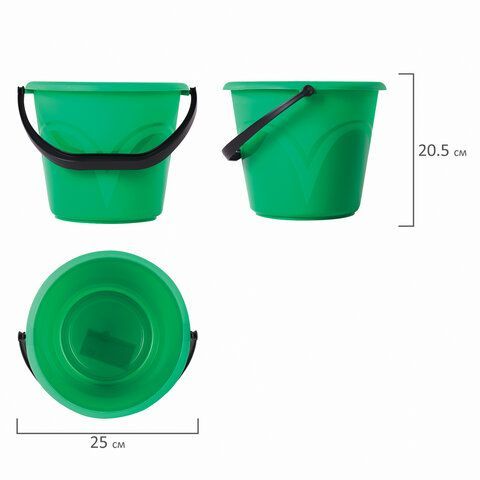 Ведро 6л без крышки пластик пищ с глянцевым узором мерное зеленое LAIMA 1/25 (клиент)