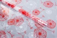 Ролик 70см х8м пленка полипропилен с рисунком Одуванчики белый красный 1/10