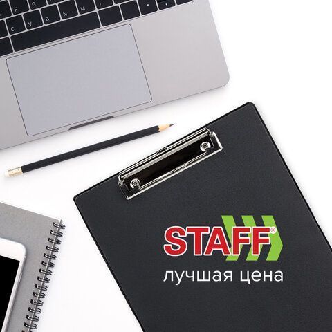 Доска-планшет с прижимом А4 22,8х31,8см картон/ПВХ черный STAFF 1/48 (клиент)