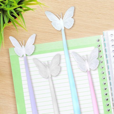 Ручка фигурная шариковая силиконовый корпус, ассорти, СИНЯЯ, узел 0,7мм ЮНЛАНДИЯ Бабочка 1/12