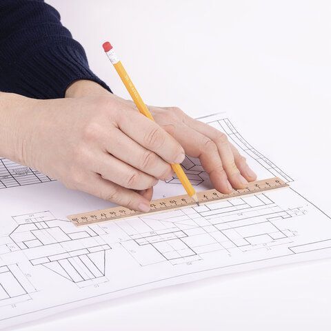 Линейка 20см деревянная Пифагор 1/50 Линейка 20см деревянная Пифагор 1/50