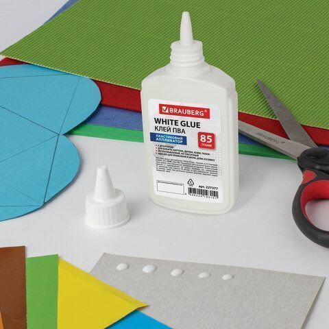 Клей ПВА 85г бумага картон дерево BRAUBERG 1/50 Клей ПВА 85г бумага картон дерево BRAUBERG 1/50