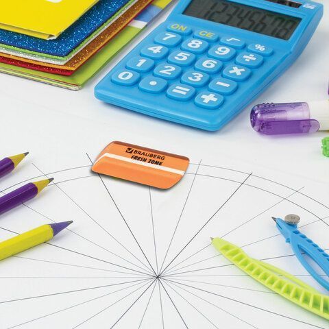 Ластик 60х18х12мм большой, скошенный, цвет ассорти 1/36