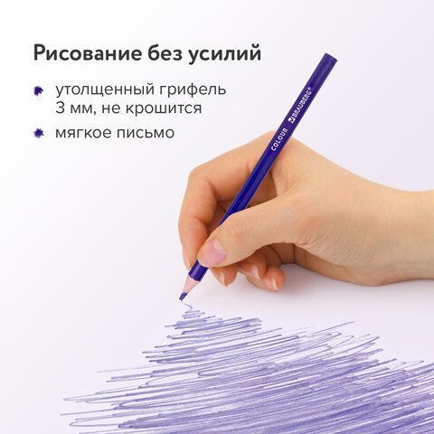 Карандаши цветные 12цв пластиковые техгранные грифель мягк. 3мм BRAUBERG PREMIUM 1/12
