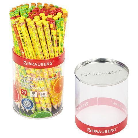 Карандаш ч/гр НВ дерево корпус ассорти FRESH ZONE BRAUBERG 1/72
