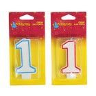 Свеча для торта Цветной ободок Цифра 1, цвета МИКС 1/600