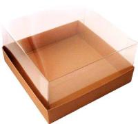 Коробка для торта 240х240х200 мм дно картон крафт 25/25 Коробка для торта 240х240х200 мм дно картон крафт 25/25