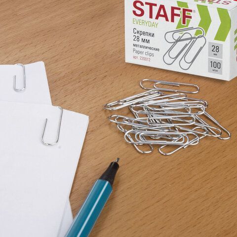 Скрепки 28мм 100шт металлические эконом STAFF 1/10 Скрепки 28мм 100шт металлические эконом STAFF 1/10