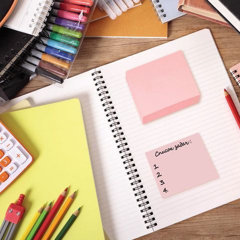 Блок самоклеящийся 76х76мм 100л  розовый пастель BRAUBERG 1/12/384 Блок самоклеящийся 76х76мм 100л  розовый пастель BRAUBERG 1/12/384