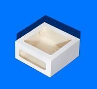 Коробка для торта с окном 240х240х100мм картонная белая ForGenika CAKE I 15/75 Коробка для торта с окном 240х240х100мм картонная белая ForGenika CAKE I 15/75