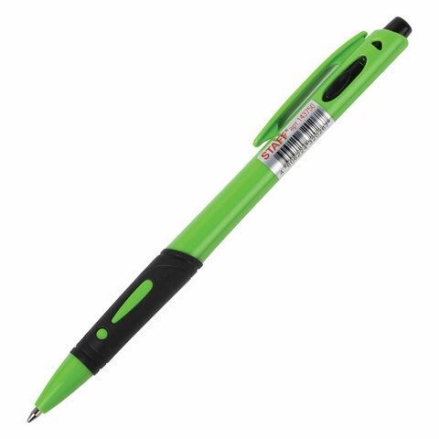 Ручка шариковая автоматическая с грипом STAFF College BP-16 Neon, СИНЯЯ, ассорти, 0,35 мм, 143750