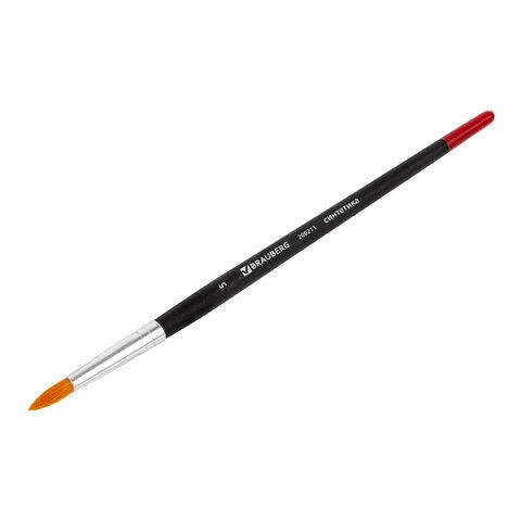 Кисть синтетика круглая №5 BRAUBERG 1/30