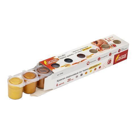 Краски акриловые 6цв по 25мл по ткани МЕТАЛЛИК ОСТРОВ СОКРОВИЩ 1/18/72 Краски акриловые 6цв по 25мл по ткани МЕТАЛЛИК ОСТРОВ СОКРОВИЩ 1/18/72