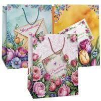 Пакет подарочный бумажный (18х23х10) ламинир Микс 3 дизайна 1/360