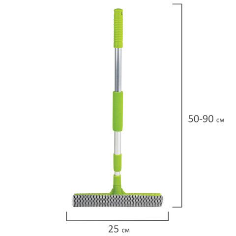 Швабра для мытья окон 25см алюмин.телескоп.ручка 50-90см (стяжка, губка, ручка) ЛЮБАША 1/24